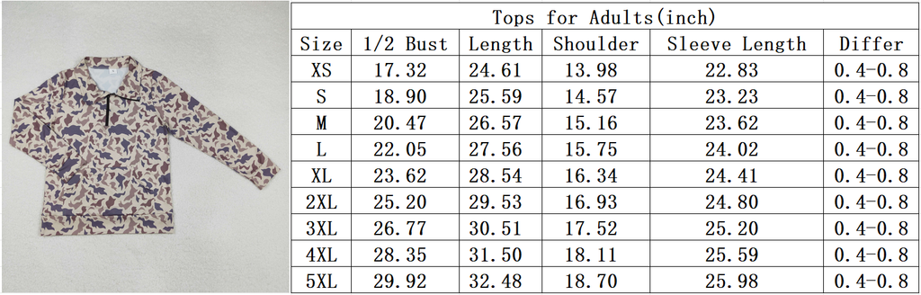 Adult Women Grey Camo Long Sleeve Tee Shirts Zip Pullovers Tops